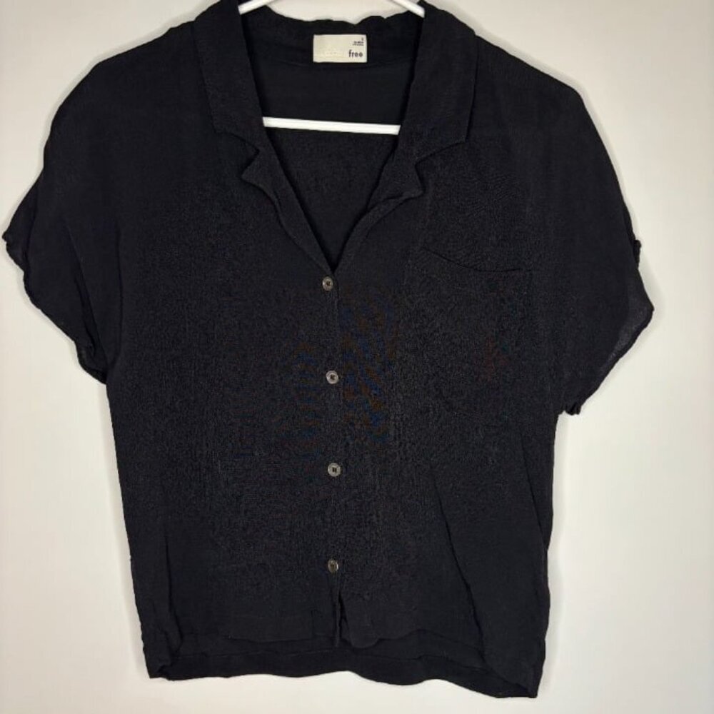 Wilfred Black Short Sleeve Button Front Blouse